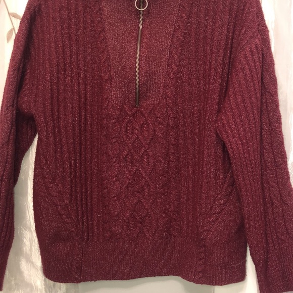 Design History Burgundy Exaggerated Stand Collar Pull Over Sweater Top XL - Picture 4 of 9